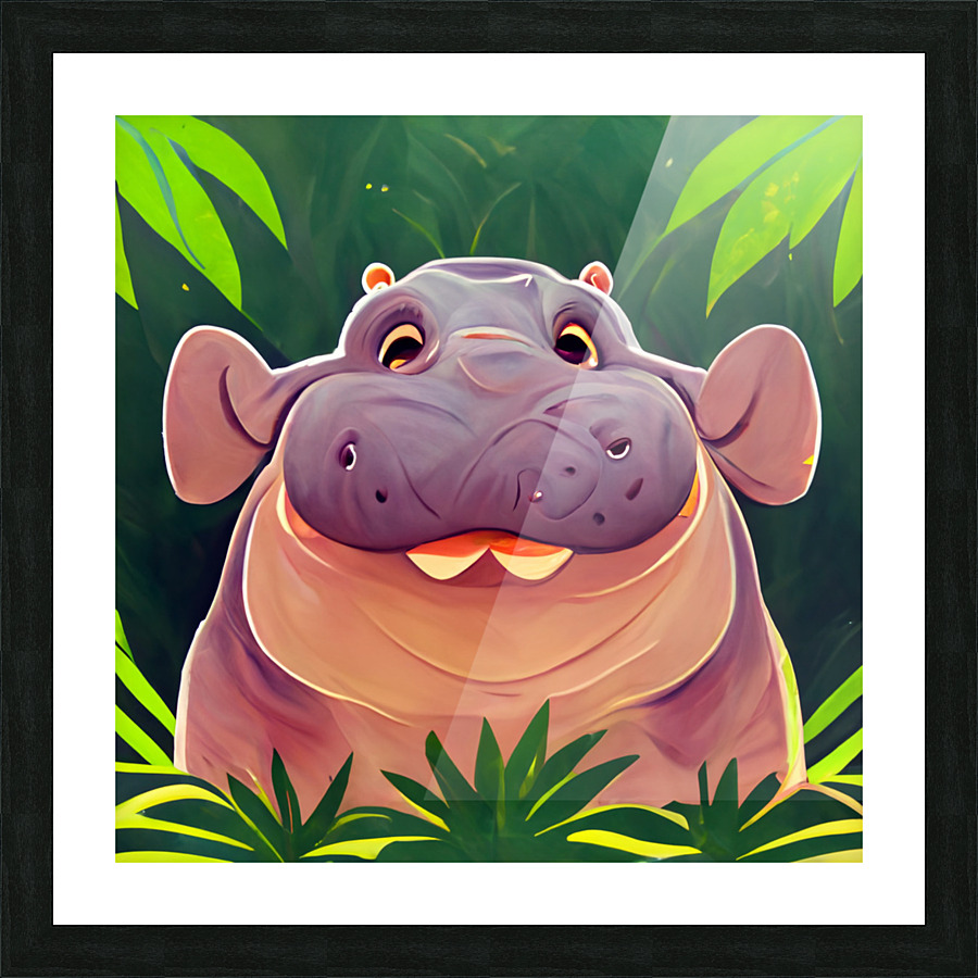 Jungle Hippo Picture Frame print
