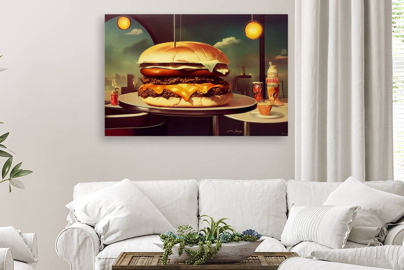 1950s American Diner Surreal Hamburger by Granny Mouse