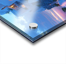 Beautiful Vintage Modern Blue Oil Painting of Santorini Acrylic print