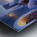 Beautiful Vintage Modern Blue Oil Painting of Santorini Metal print