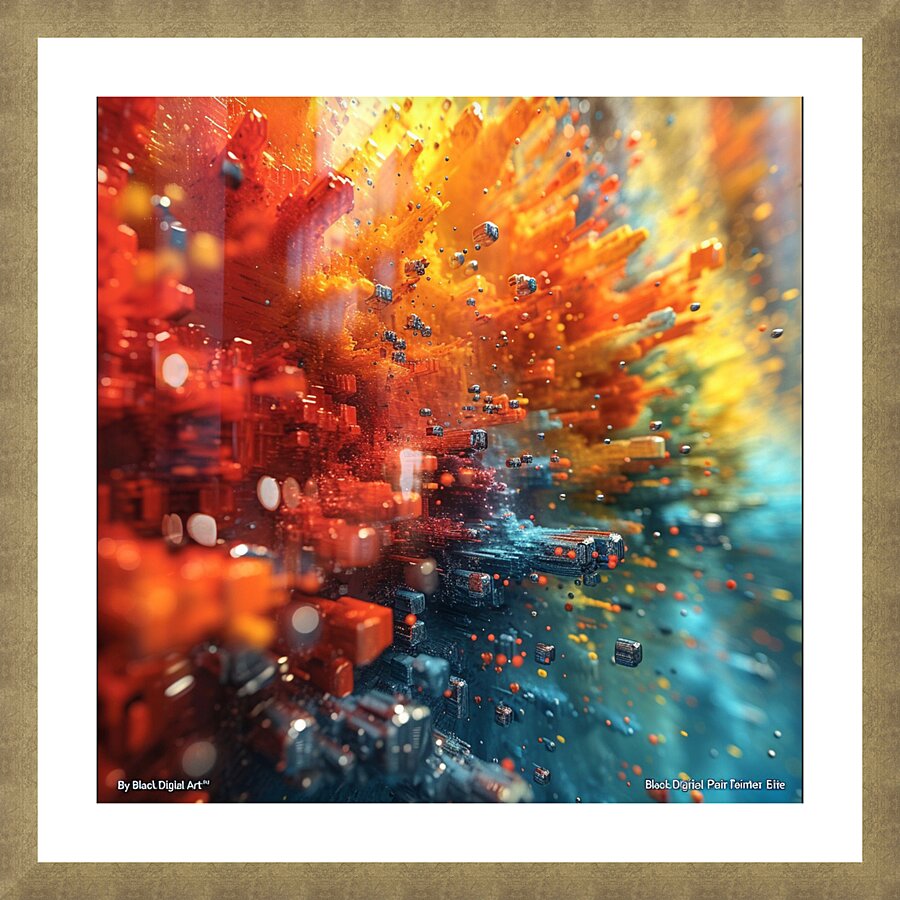 blackdigitalart 3d colorful splash of blue red wh Picture Frame print