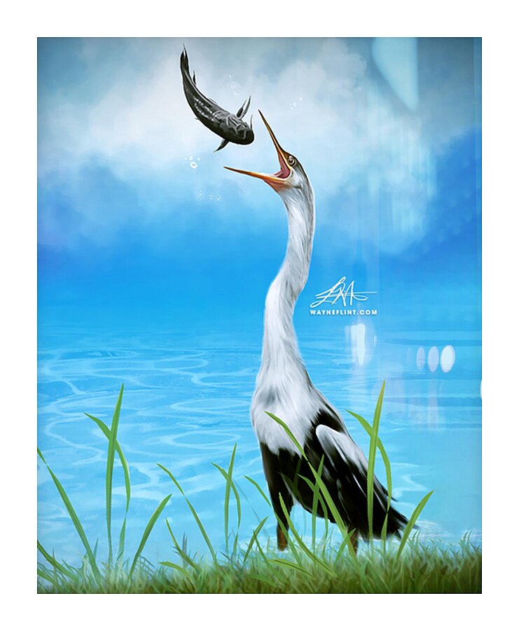 Digital Heron Picture Frame print