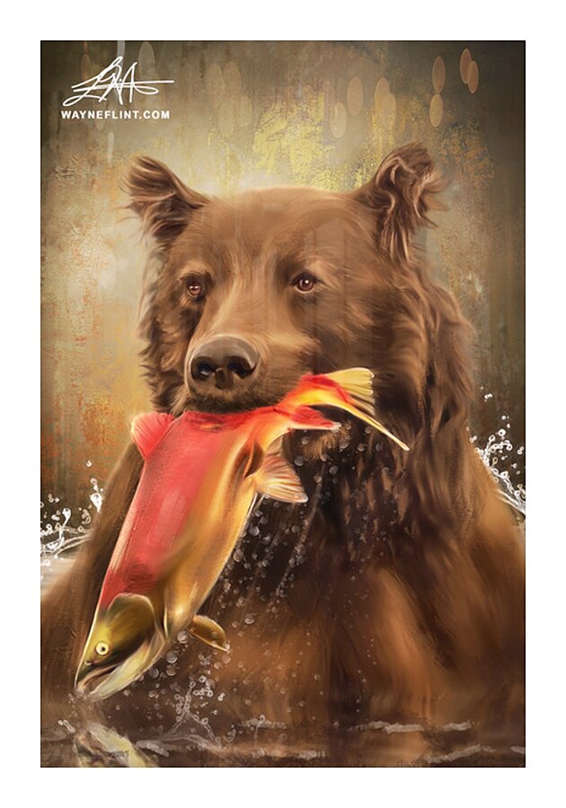 Bear Salmon Picture Frame print