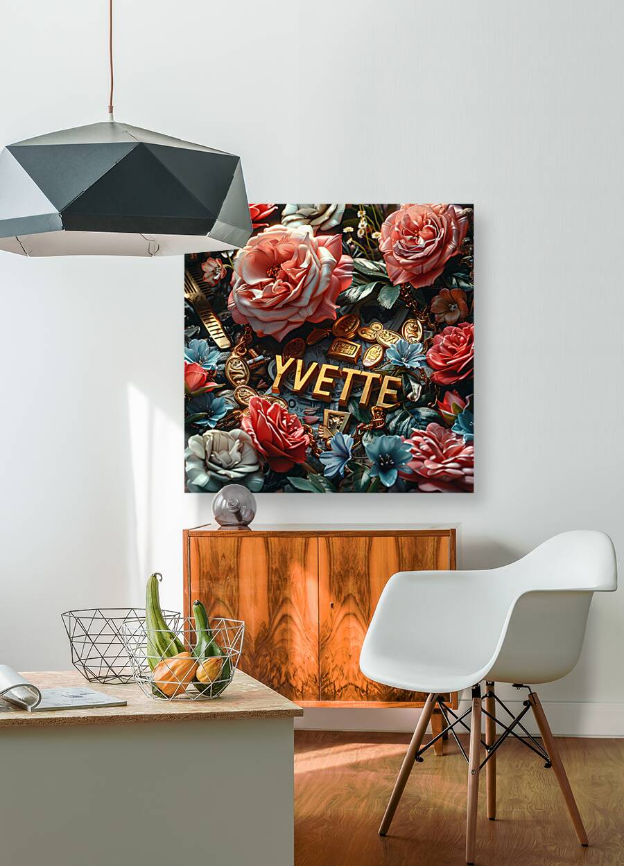 blackdigitalart collage of flowers roses gold bar Reproduction