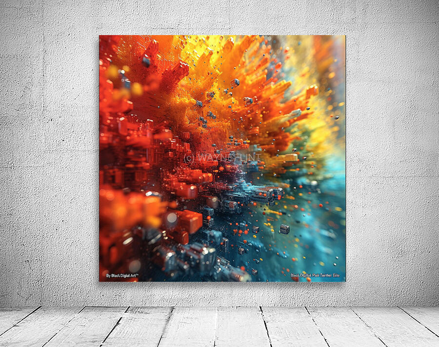 blackdigitalart 3d colorful splash of blue red wh Wall Preview