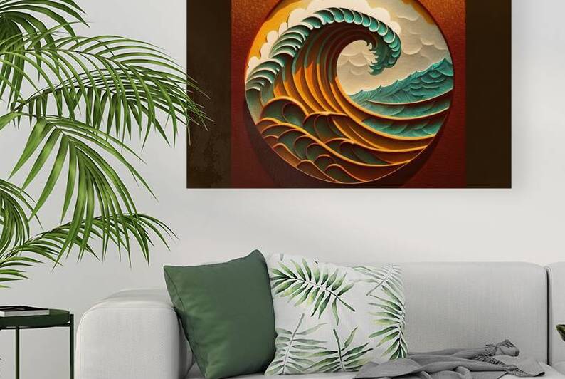 Layered Paper Art Ocean Waves Design 3 by Nader Massry