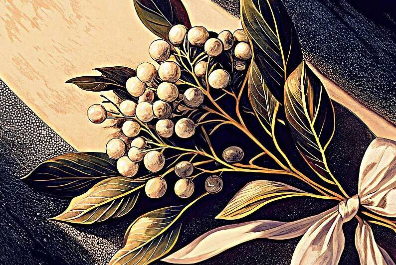 Elegant Botanical Still Life with Satin Ribbon 3 by Nader Massry