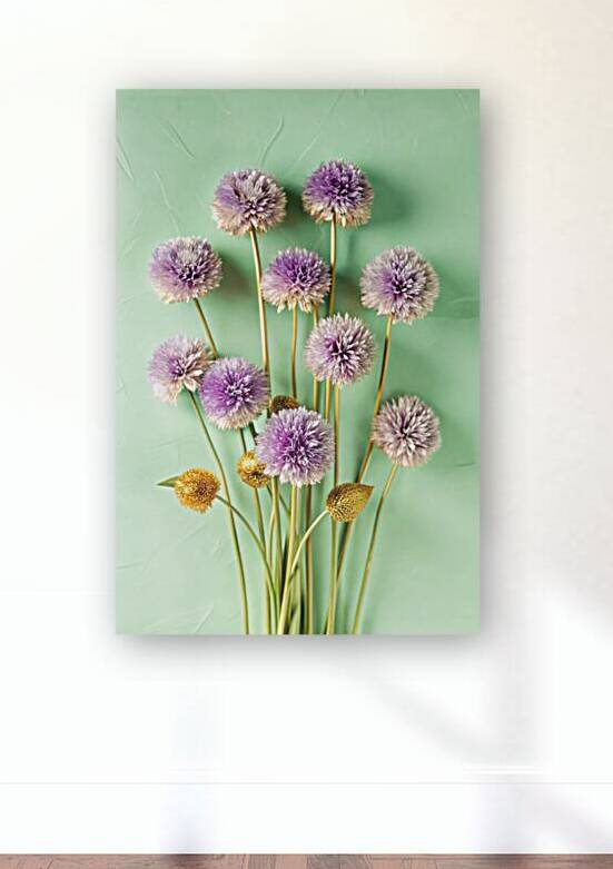 Elegant Purple Blossoms on Textured Mauve and Gold Canvas 7 by Nader Massry