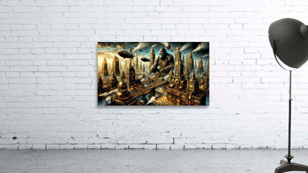 Steampunk Cityscape Wall Preview
