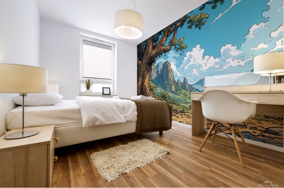 Ancient Tree Mountain Landscape Mural print