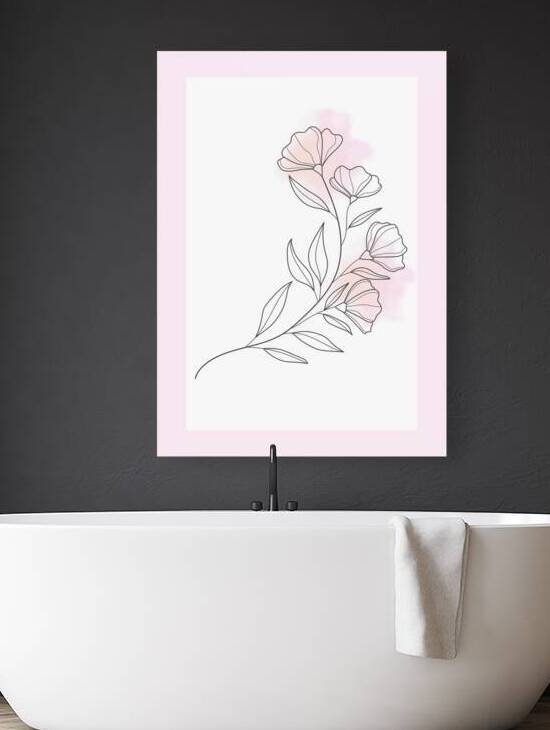  Floral Line Art with Pink Watercolor by BasmaDesigns2025
