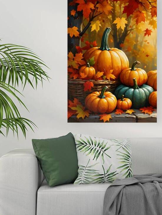 Autumn Pumpkins and Maple Leaves by BasmaDesigns2025