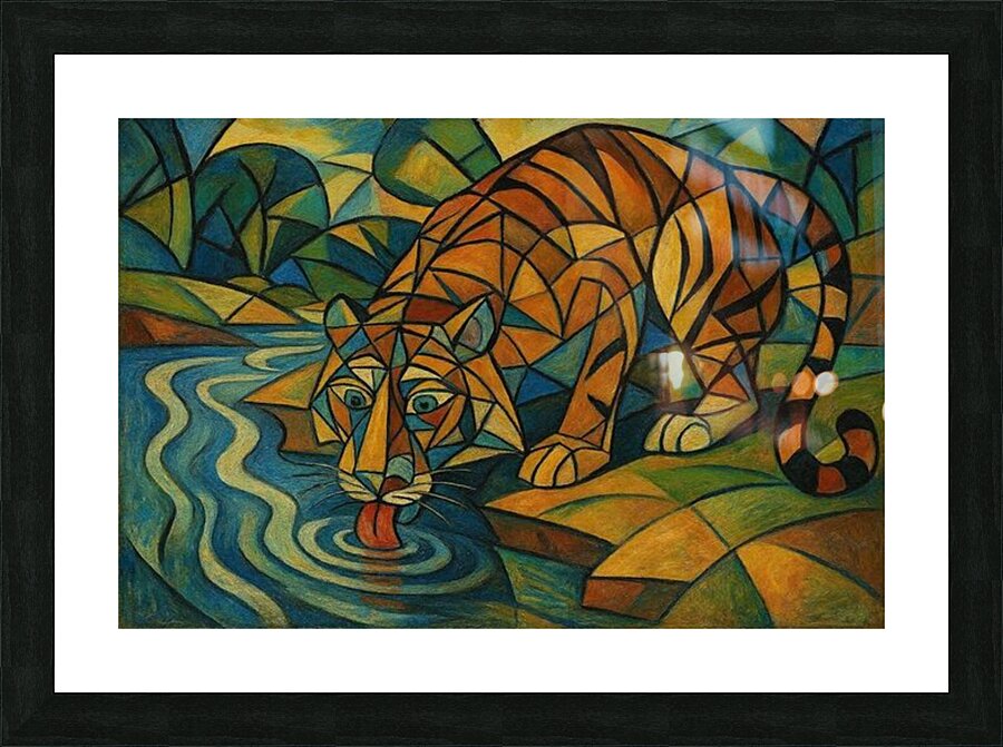 Tiger Sipping Picture Frame print