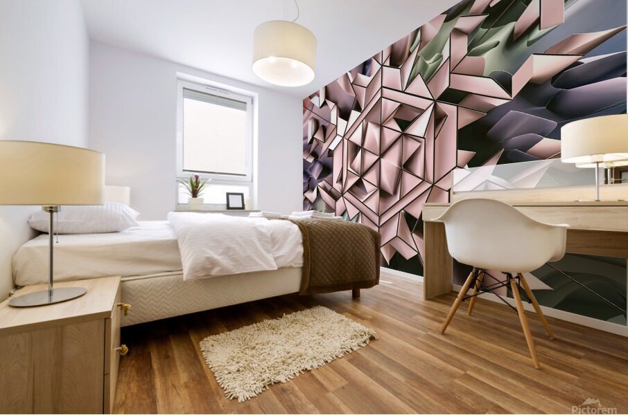 Geometric abstract background with simple hexagonal elements Mural print