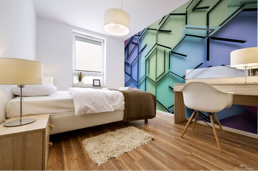 Geometric abstract background with simple hexagonal elements Mural print