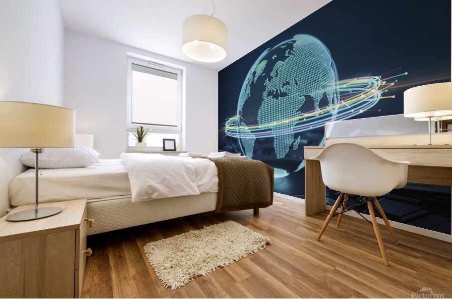 Golden sunset sky with sunrays Mural print