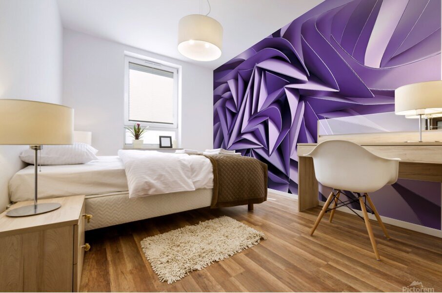 Triangle abstract background. Violet and lilac background 3d rendering Mural print