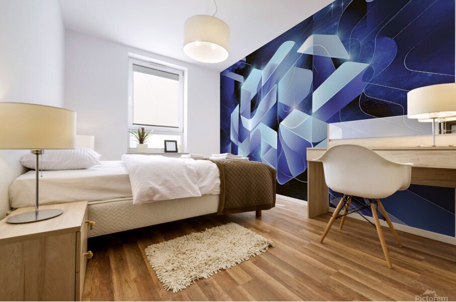 blue geometric shape abstract technology background Mural print