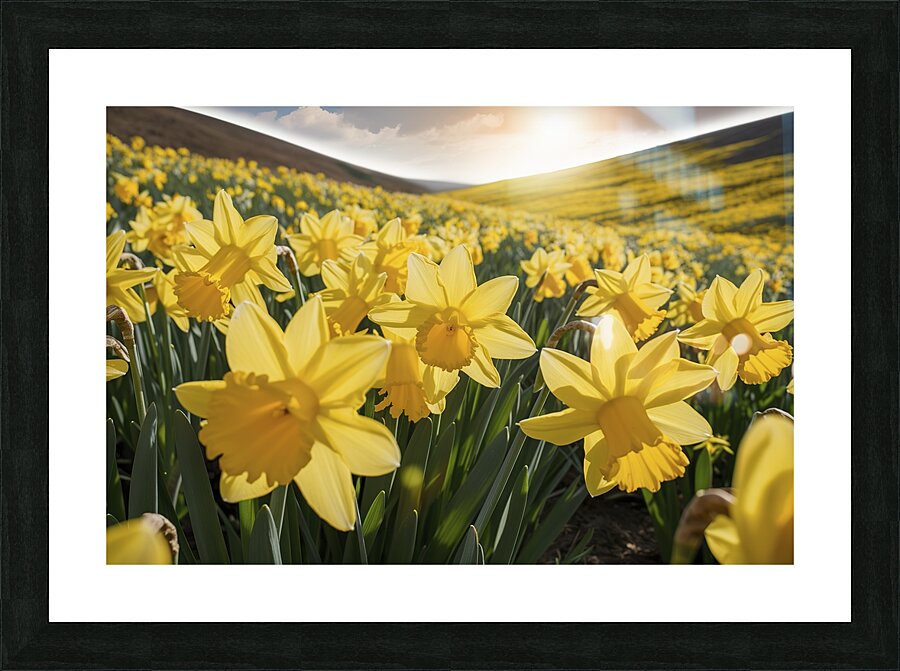 Daffodils flower background Picture Frame print