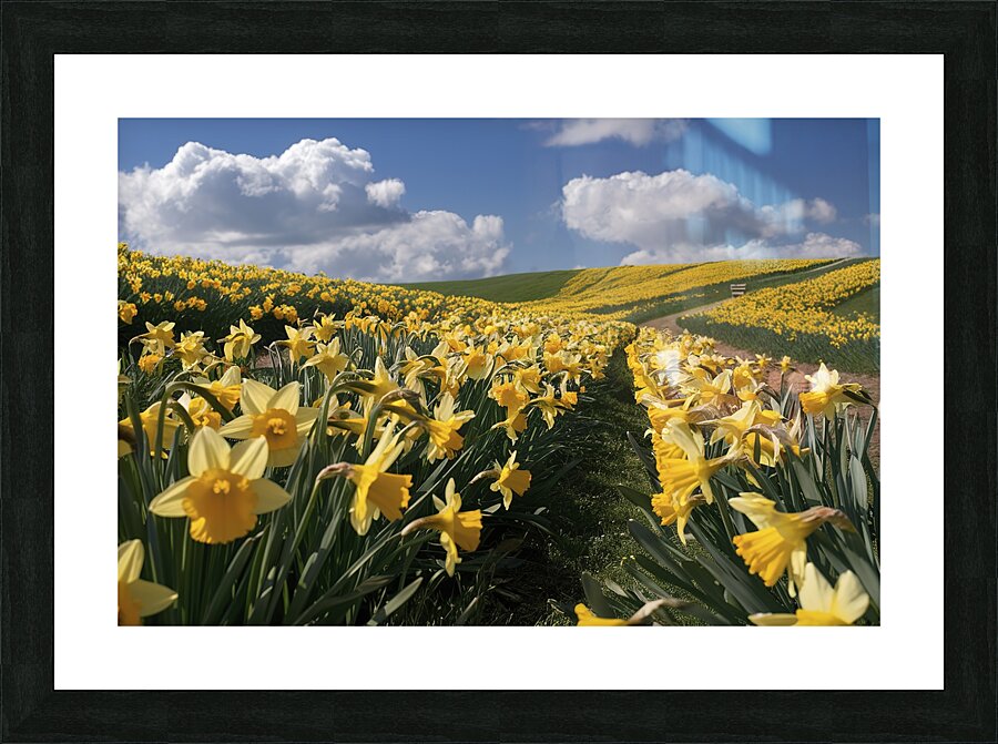 Daffodils flower background Picture Frame print