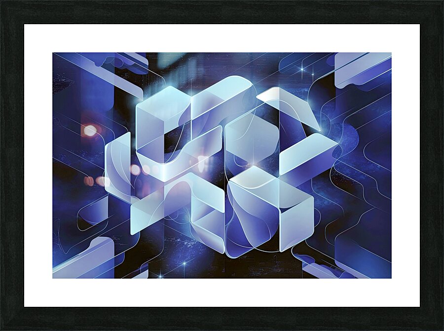 blue geometric shape abstract technology background Picture Frame print
