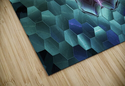 Abstract background hexagon pattern with glowing Lupu Andrei puzzle