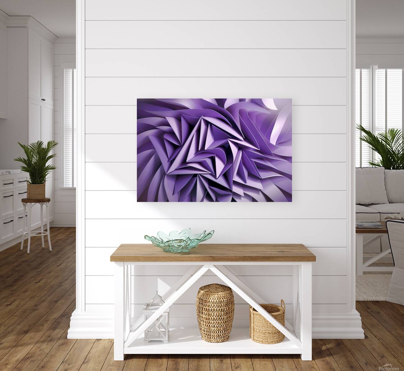 Triangle abstract background. Violet and lilac background 3d rendering Reproduction