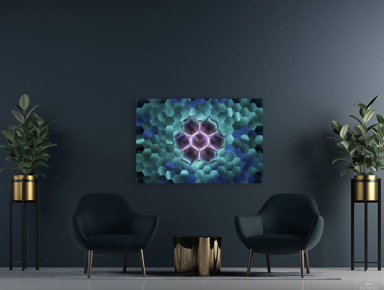 Abstract background hexagon pattern with glowing Reproduction
