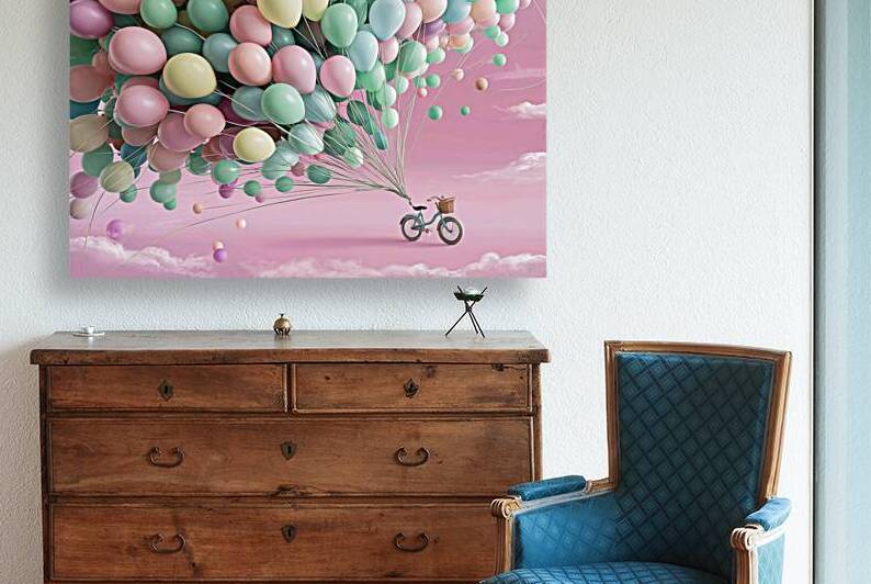 Balloons on pastel pink background by Lupu Andrei