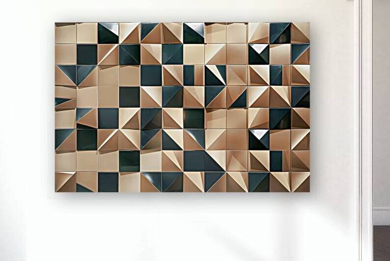 Polished Semigloss Wall background with tiles. Triangular tile Wallpaper with 3D by Lupu Andrei