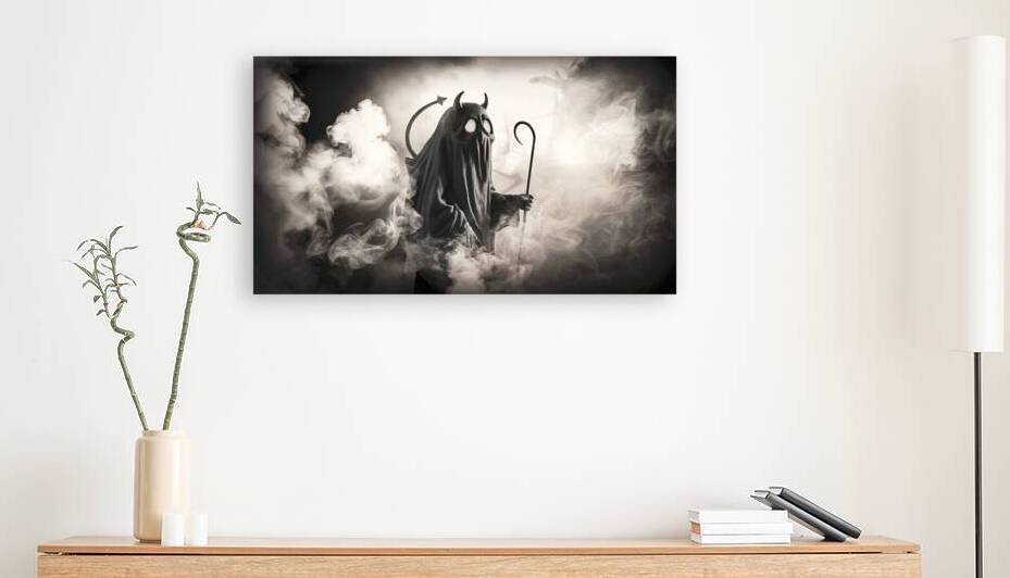 Abstract ghost devil in smoke black and white halloween and creepy concept by Lupu Andrei