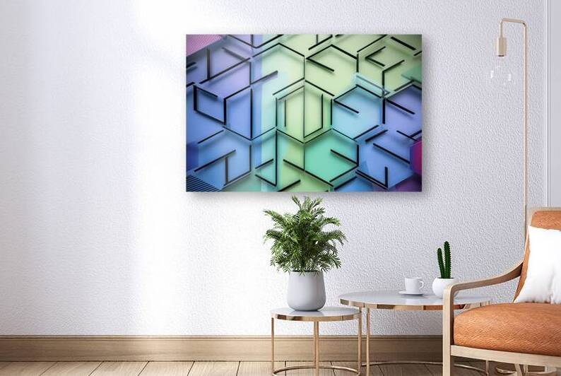 Geometric abstract background with simple hexagonal elements by Lupu Andrei