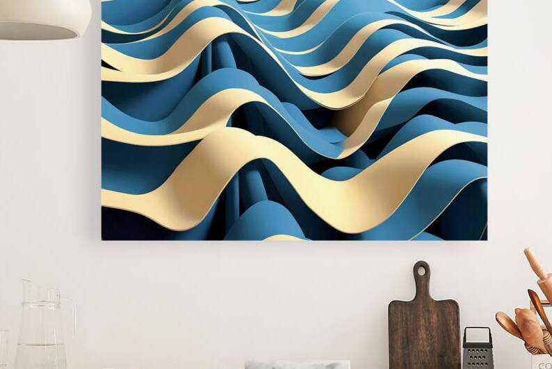 Ocean weave lines. Abstract background Blue colored dynamic waves cloth wavy folds 3d illustration by Lupu Andrei