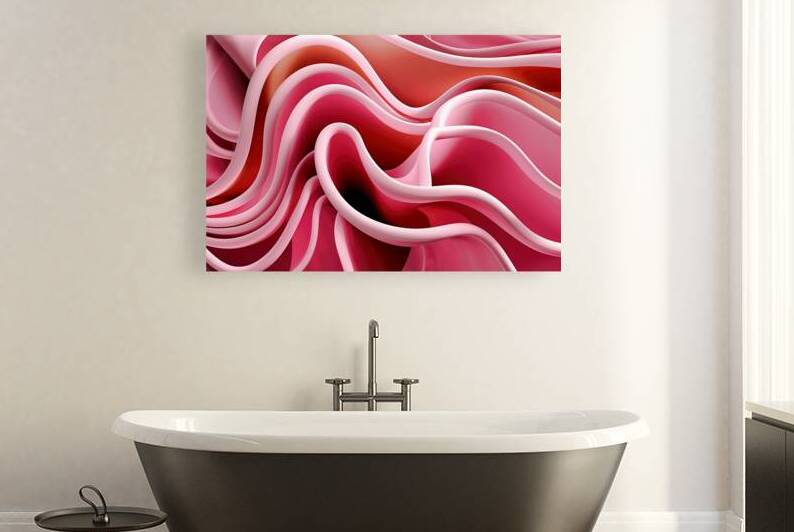 Pink weave lines. Abstract background colored dynamic waves cloth wavy folds 3d illustration by Lupu Andrei