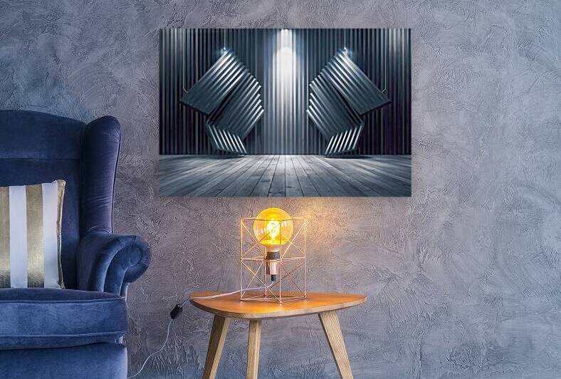 Abstract black striped background with spotlight by Lupu Andrei