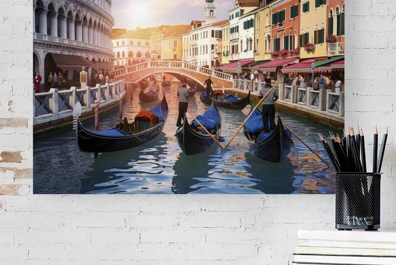Gondolas on one of central canals in Venice by Lupu Andrei