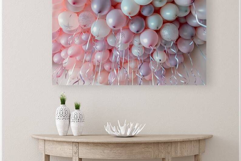 Balloons on pastel pink background by Lupu Andrei