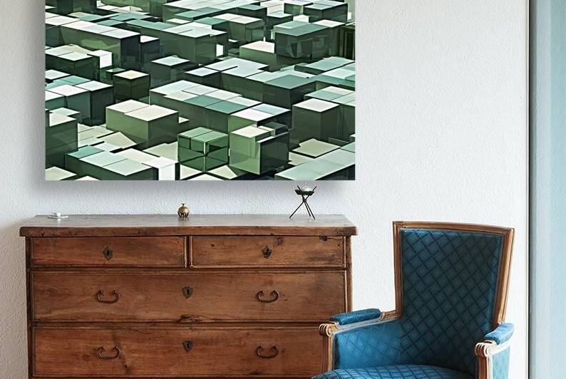 Random shifted white cube boxes block background wallpaper banner by Lupu Andrei