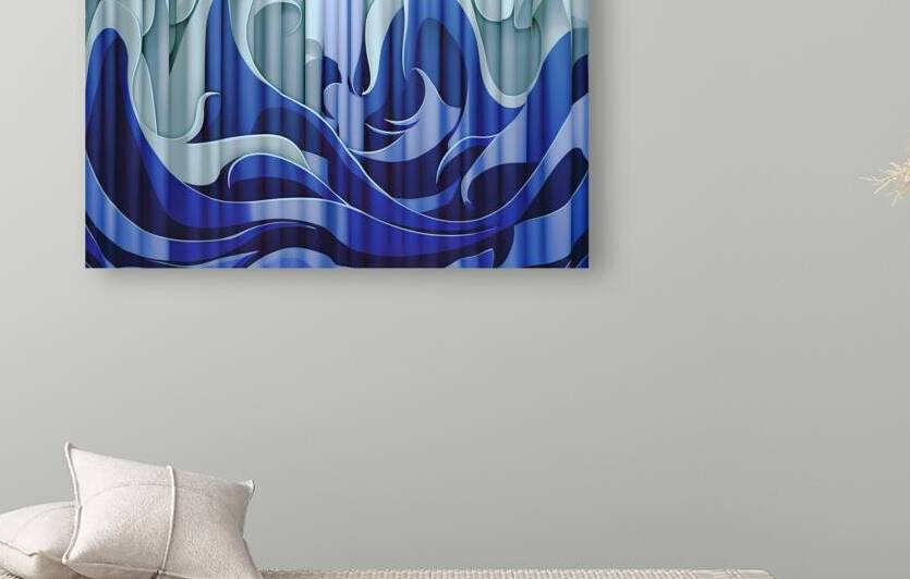 Colorful naturalistic Gradient Blue curtains. seamless pattern by Lupu Andrei