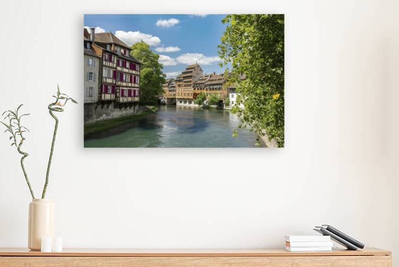 Picturesque district Petite France in Strasbourg houses on river by Lupu Andrei