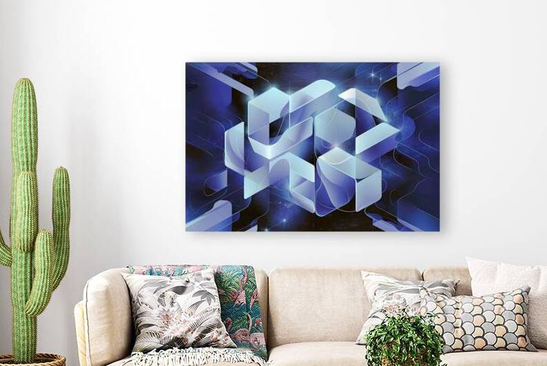 blue geometric shape abstract technology background Reproduction