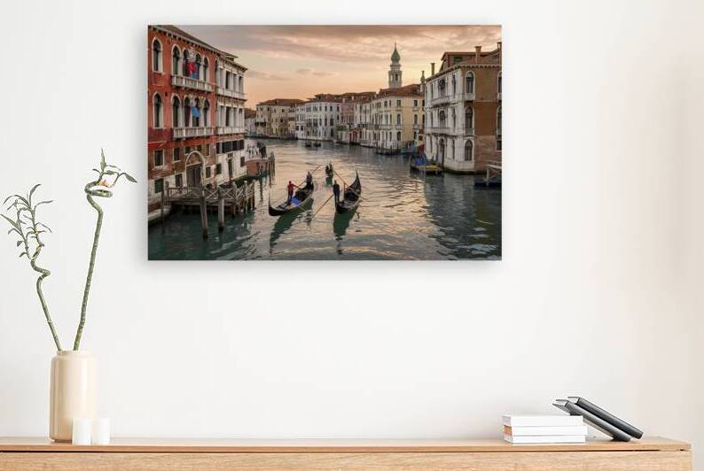Gondolas on one of central canals in Venice by Lupu Andrei