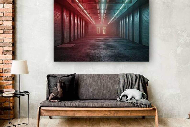 Background of empty room street neon light smoke by Lupu Andrei