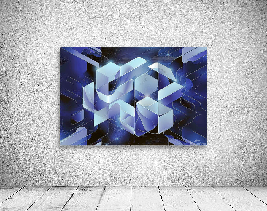 blue geometric shape abstract technology background Wall Preview