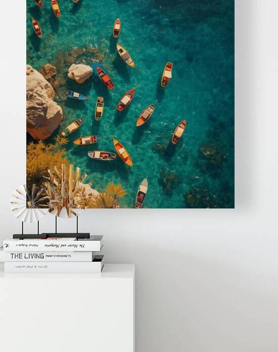 Colorful Boats on Turquoise Water | Mediterranean Aerial View by SEAFOAM12