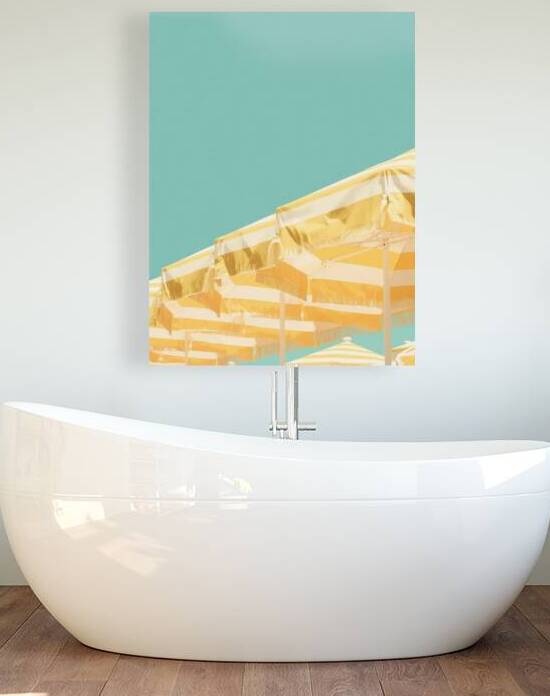 Yellow & White Striped Umbrellas | Minimalist Italian Summer Vibe by SEAFOAM12