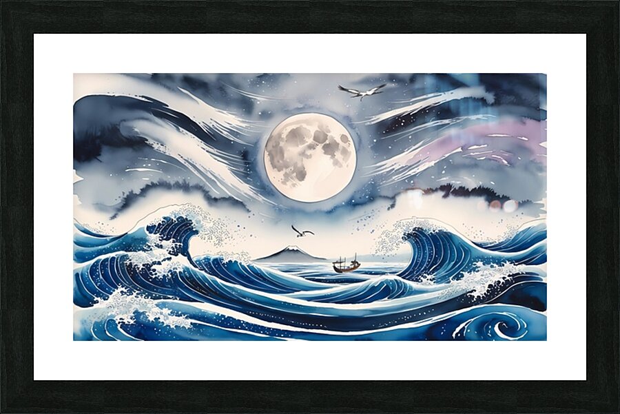 Moonlit Waves Picture Frame print