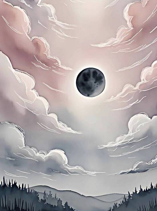 Eclipsed in Soft Hues Reproduction