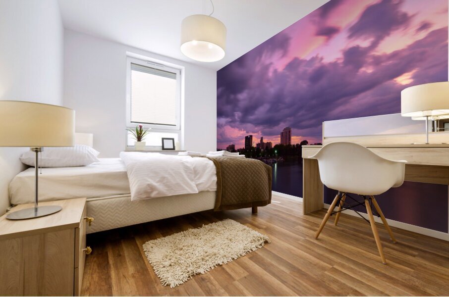 Augusta GA Skyline and the Savannah River at Suns 1708697488.7628 Mural print