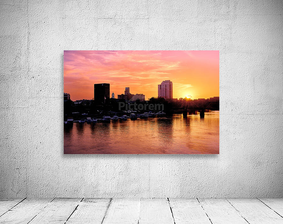 Augusta GA Skyline Sunset over the Savannah River Wall Preview